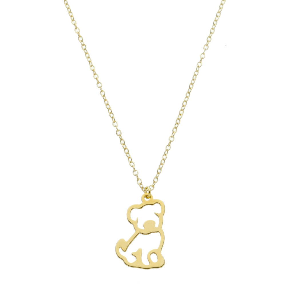 Colar Com Pingente De Cachorrinho Banhado A Ouro 18K