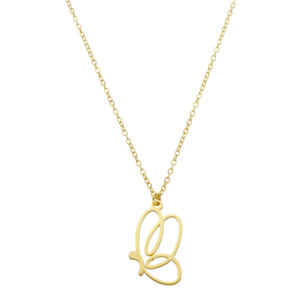 Pingente De Borboleta Vazada Banhado a Ouro 18k