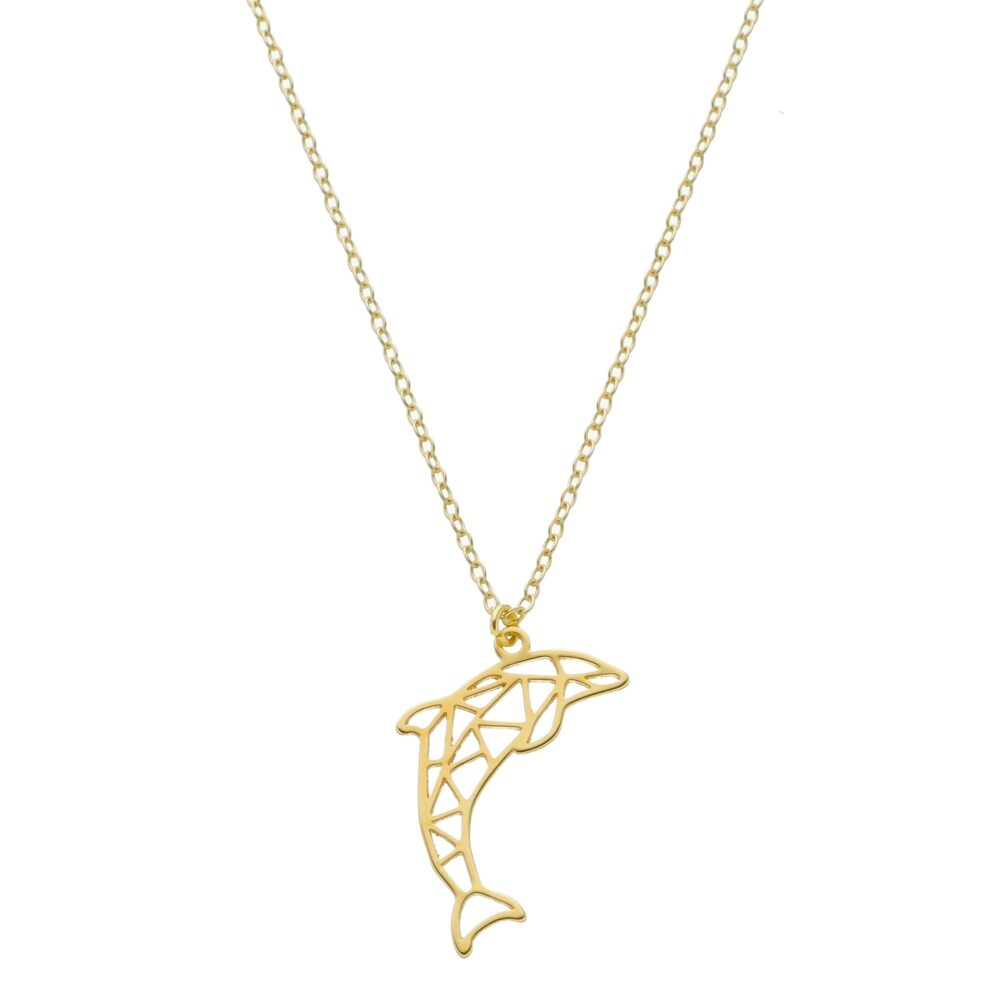 Pingente De Golfinho Vazado Banhado a Ouro 18k