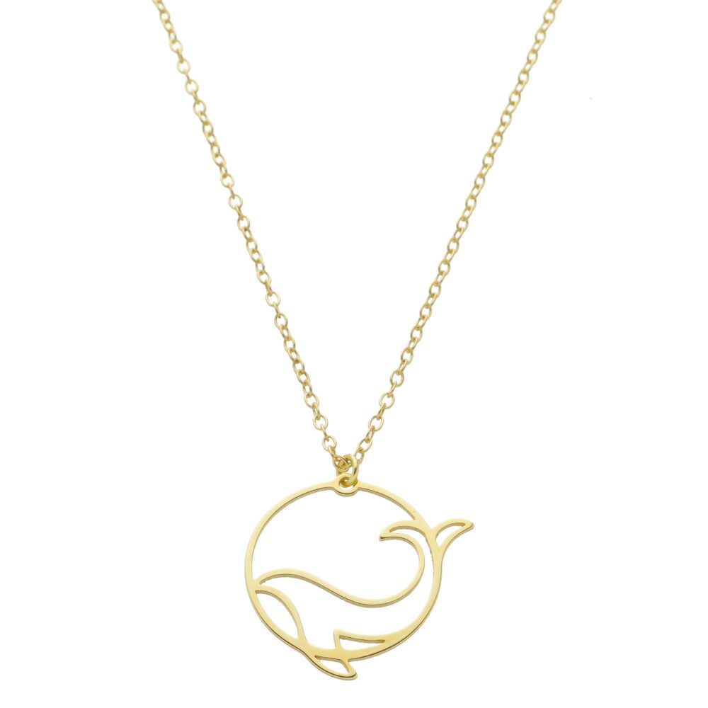 Pingente De Baleia Vazado Banhado a Ouro 18k