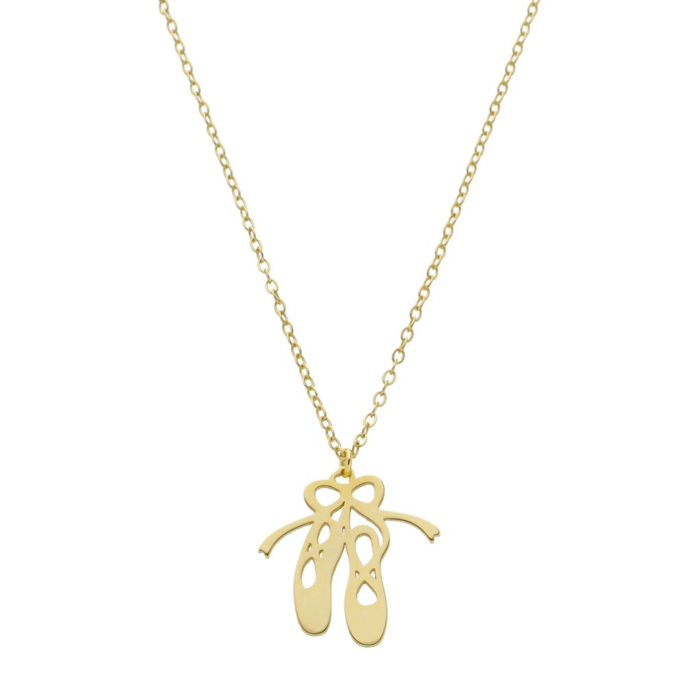Pingente De Sapatilhas De Bailarina Banhado a Ouro 18k