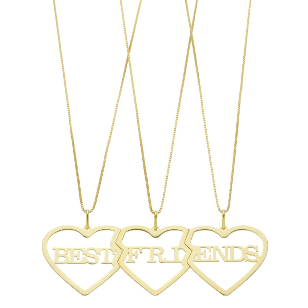 Kit 3 Colares Best Friends Banhado a Ouro 18k