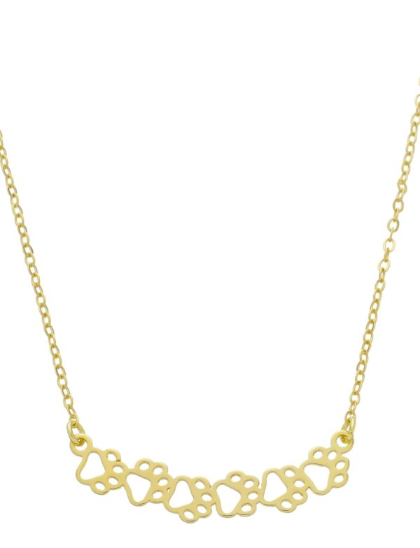 Colar Com Pingente De Patinhas De Cachorro Banhado a Ouro 18k