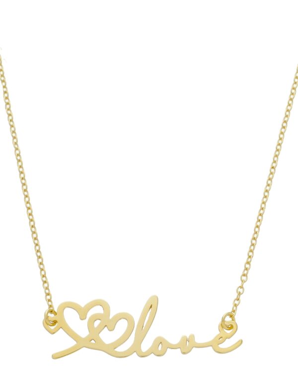Colar Com Pingente Escrito Love Banhado a Ouro 18k