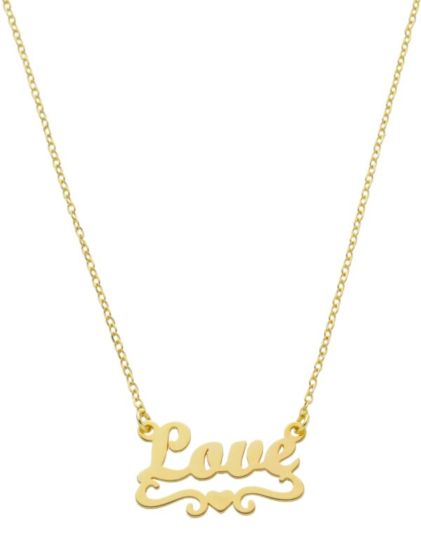 Colar Com Pingente Escrito Love Banhado a Ouro 18k