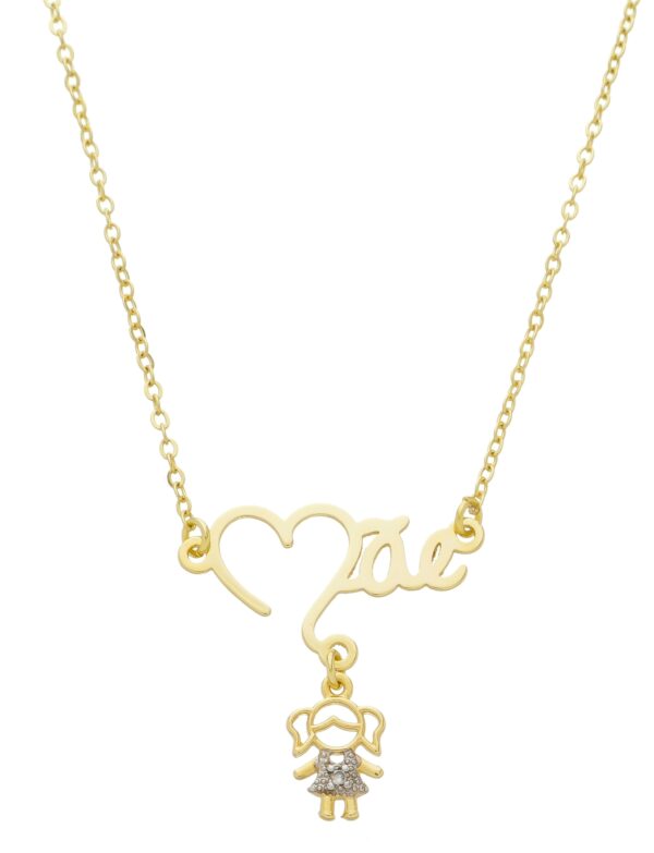 Colar Mãe Com Boneco De Zircônia Banhado a Ouro 18k