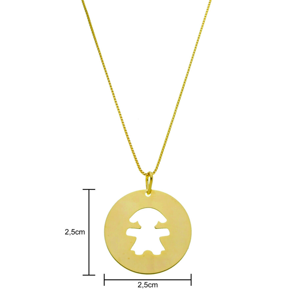 Medalha Com Bonequinha Vazada Banhado a Ouro 18k - Imagem 2
