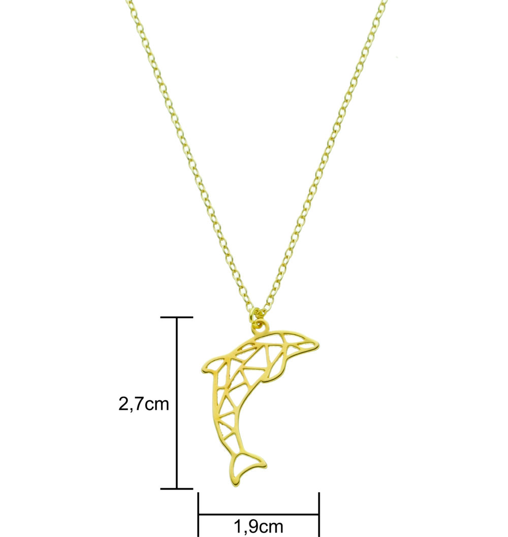 Pingente De Golfinho Vazado Banhado a Ouro 18k - Imagem 2
