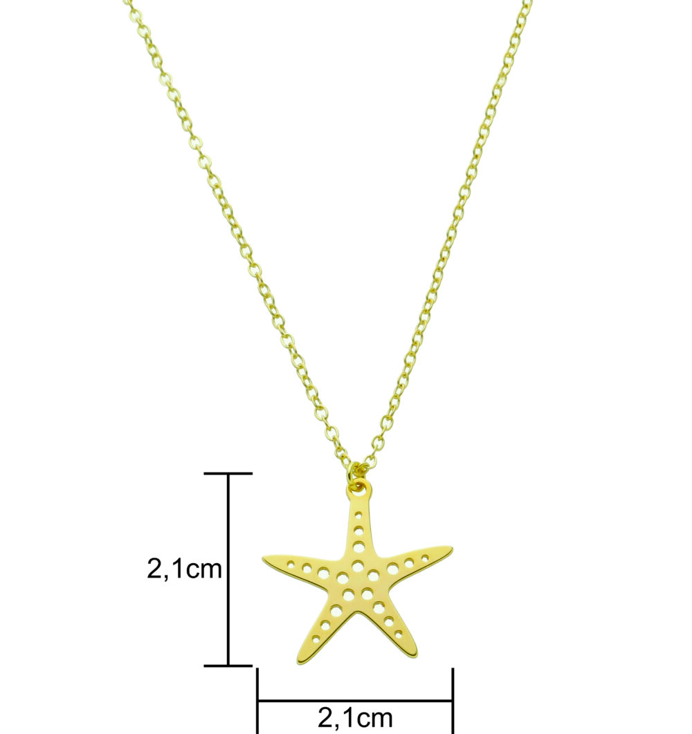 Pingente Estrela do Mar Banhado a Ouro 18k - Imagem 2