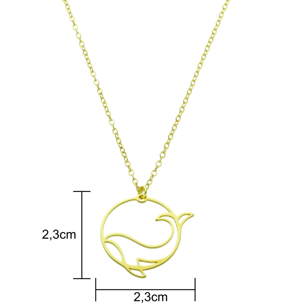 Pingente De Baleia Vazado Banhado a Ouro 18k - Imagem 2