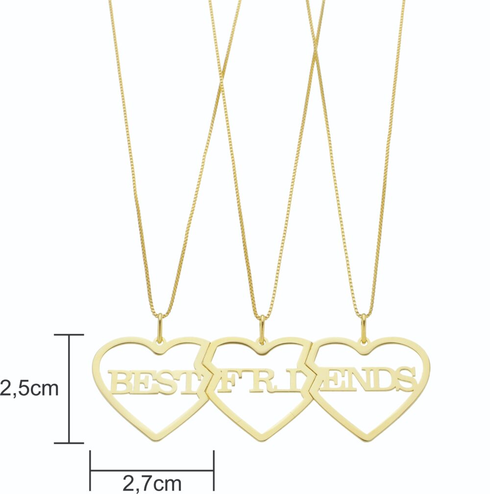 Kit 3 Colares Best Friends Banhado a Ouro 18k - Imagem 2