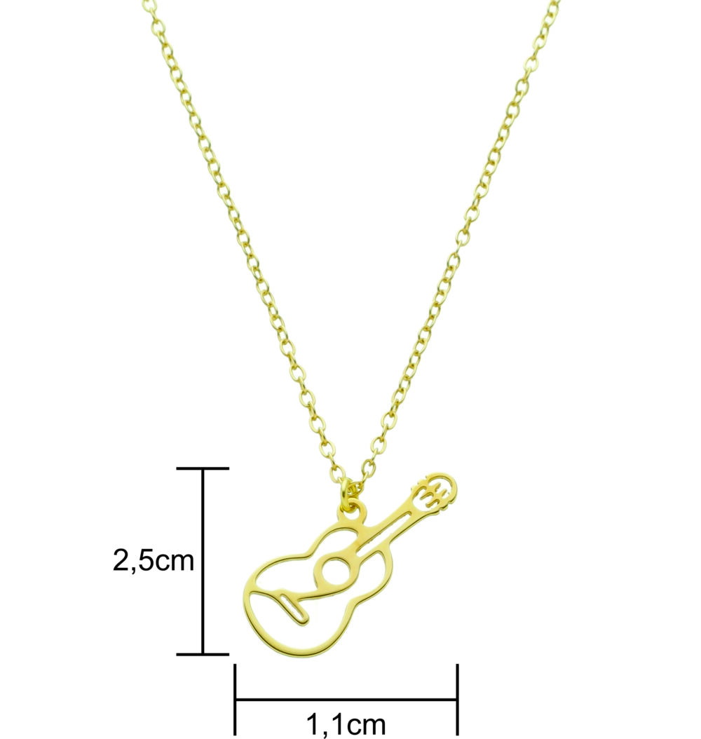 Pingente De Violão Banhado a Ouro 18k - Imagem 2