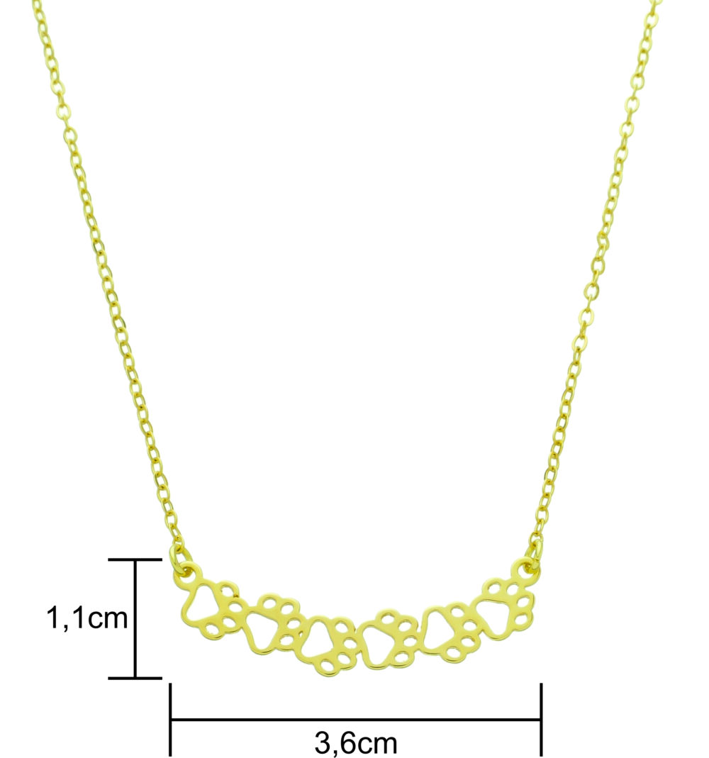 Colar Com Pingente De Patinhas De Cachorro Banhado a Ouro 18k - Imagem 2
