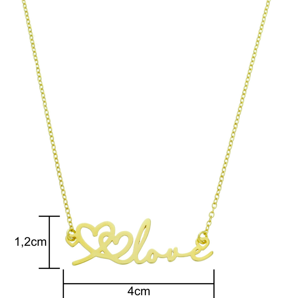 Colar Com Pingente Escrito Love Banhado a Ouro 18k - Imagem 2