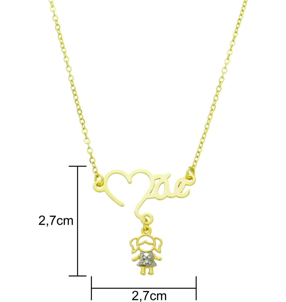 Colar Mãe Com Boneco De Zircônia Banhado a Ouro 18k - Imagem 2