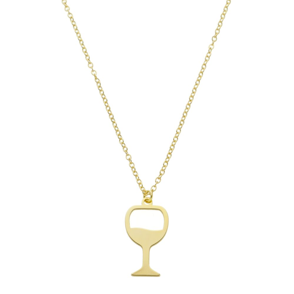 Pingente De Taça De Vinho Banhado a Ouro 18k
