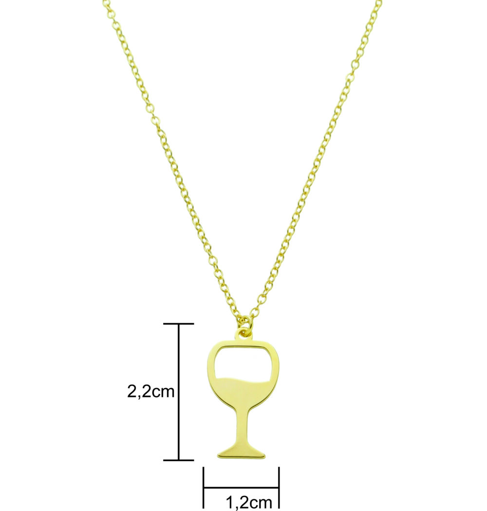 Pingente De Taça De Vinho Banhado a Ouro 18k - Imagem 2