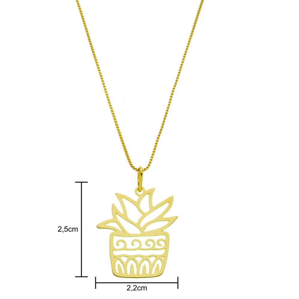 Pingente Vaso De Planta Banhado a Ouro 18k - Imagem 2