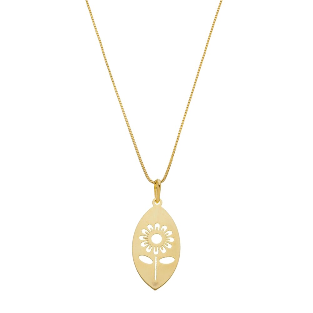 Pingente De Girassol Banhado a Ouro 18k