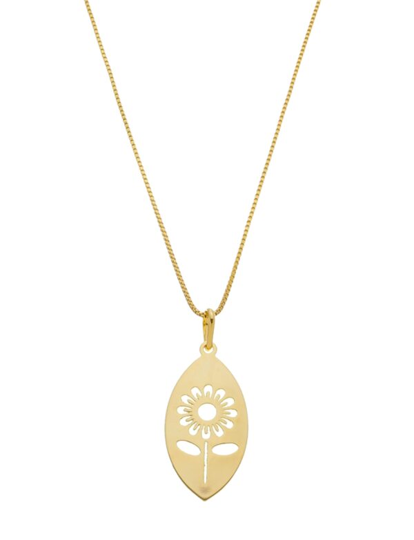 Pingente De Girassol Banhado a Ouro 18k