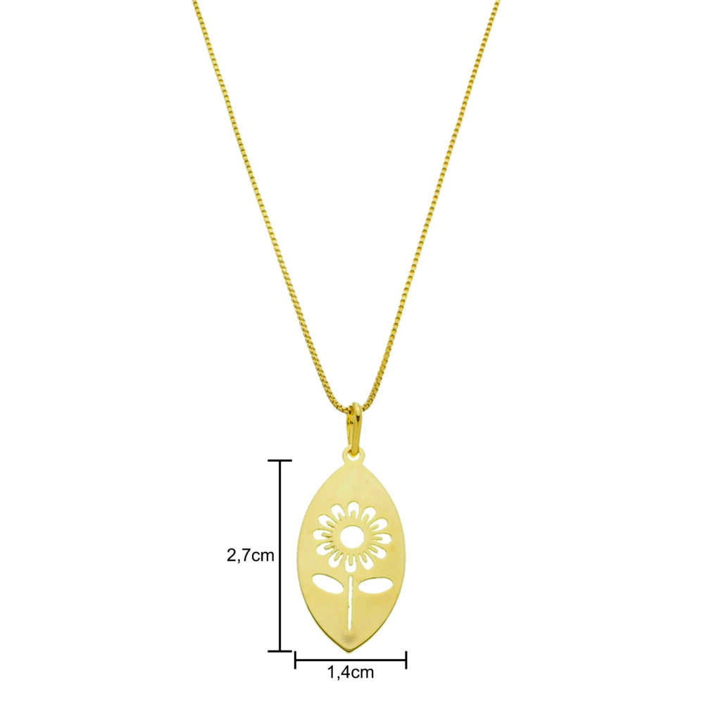 Pingente De Girassol Banhado a Ouro 18k - Imagem 2
