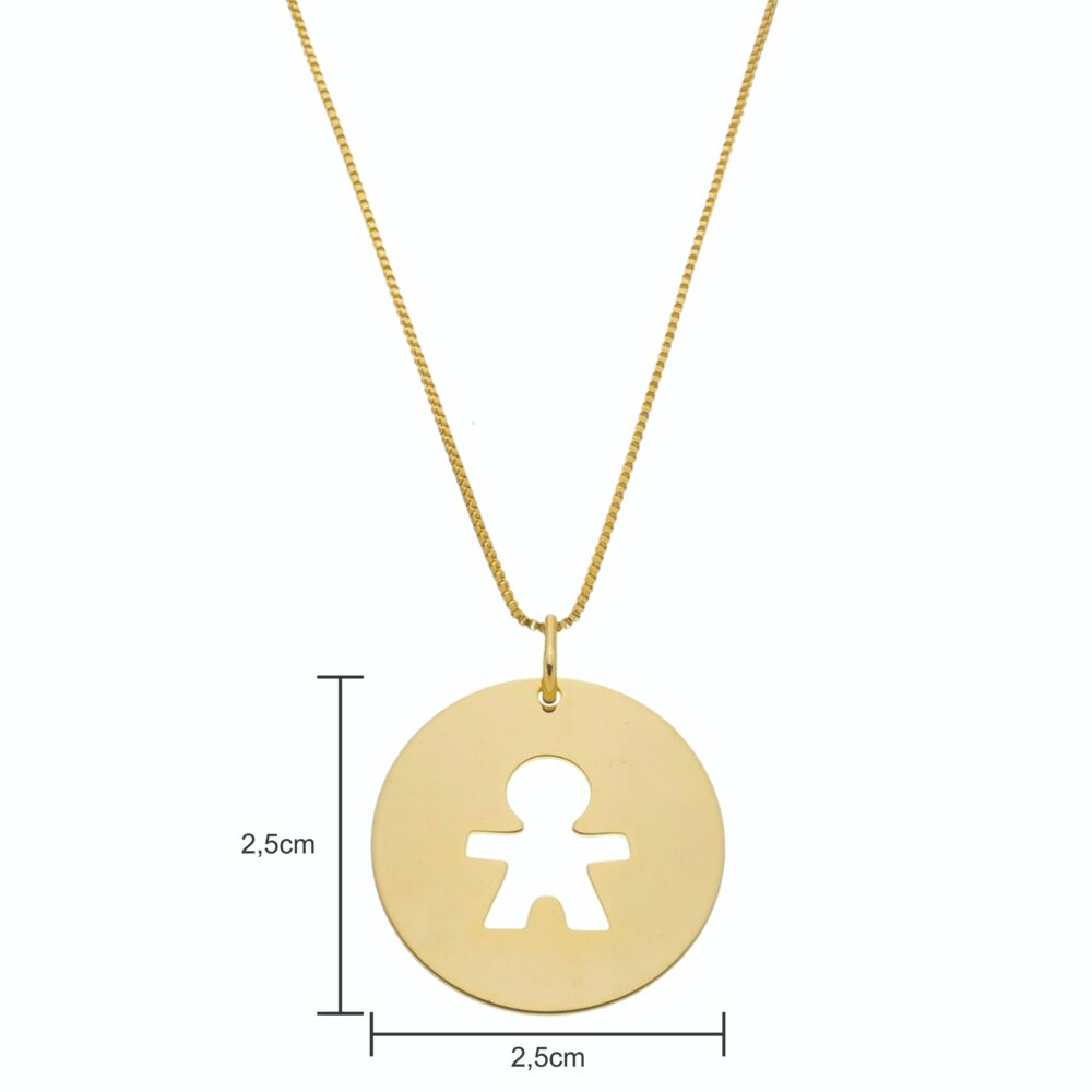 Medalha Com Bonequinho Vazado Banhado a Ouro 18k - Imagem 2