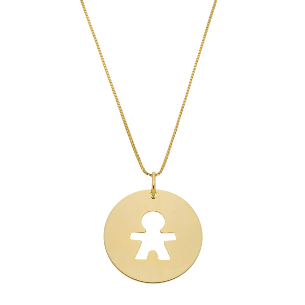 Medalha Com Bonequinho Vazado Banhado a Ouro 18k