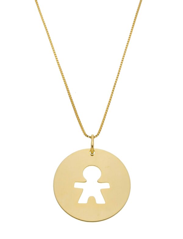 Medalha Com Bonequinho Vazado Banhado a Ouro 18k