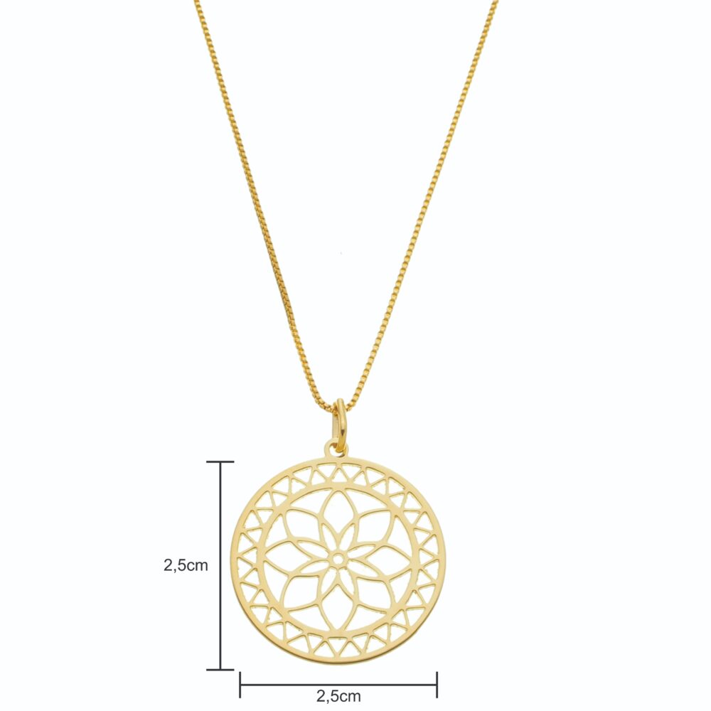 Pingente Com Flor Vazada Banhado a Ouro 18k - Imagem 2