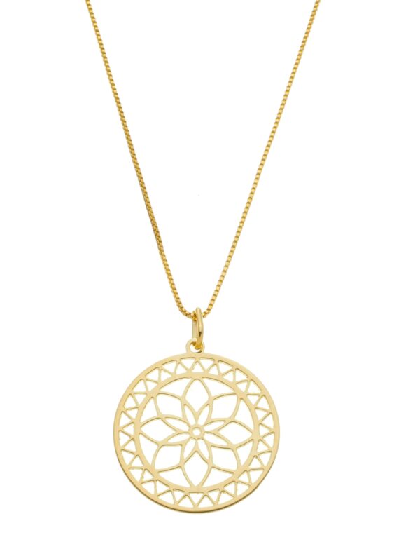 Pingente Com Flor Vazada Banhado a Ouro 18k