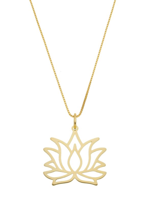 Pingente Flor De Lótus Banhado a Ouro 18k