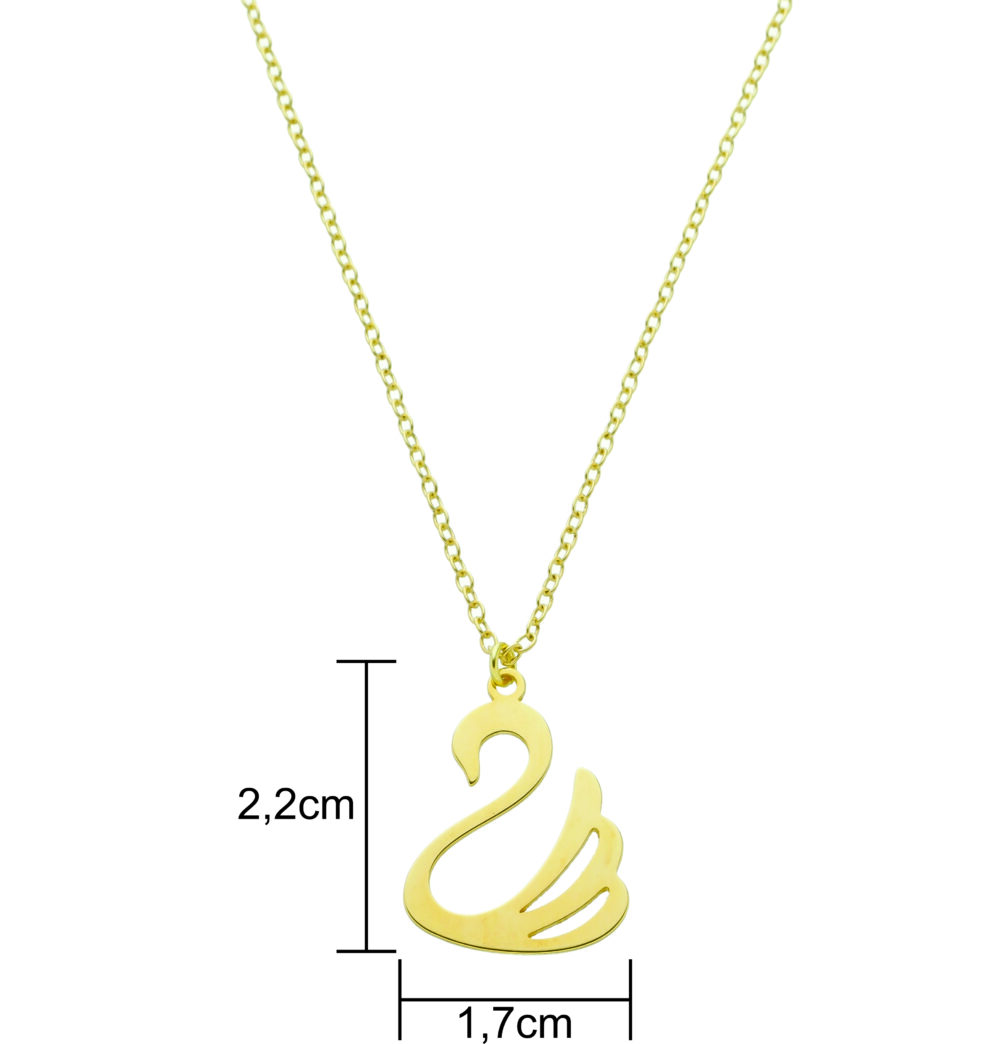 Pingente Cisne Banhado a Ouro 18k - Imagem 2